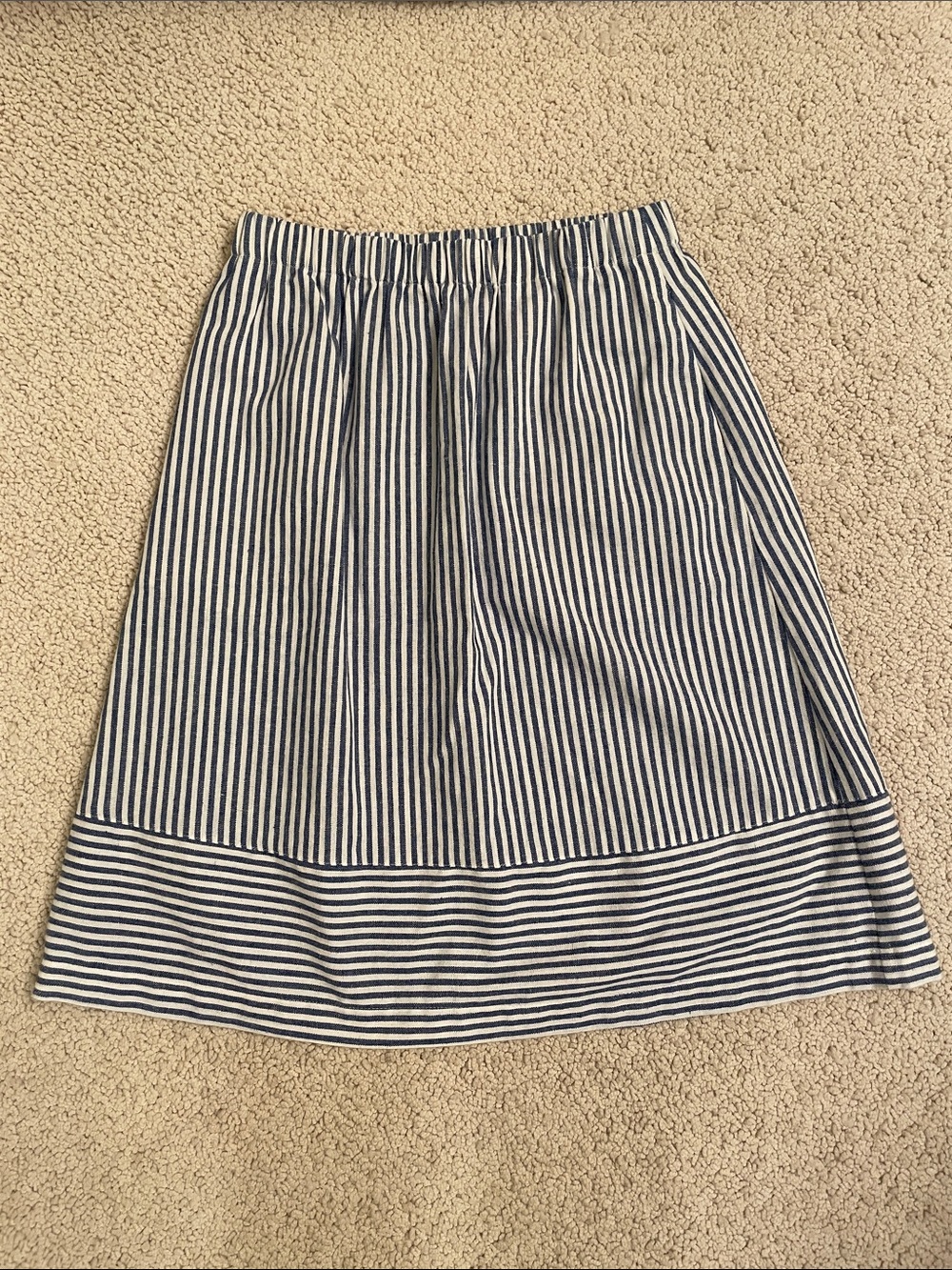 J. Crew Factory Navy and White Striped A-Line Skirt